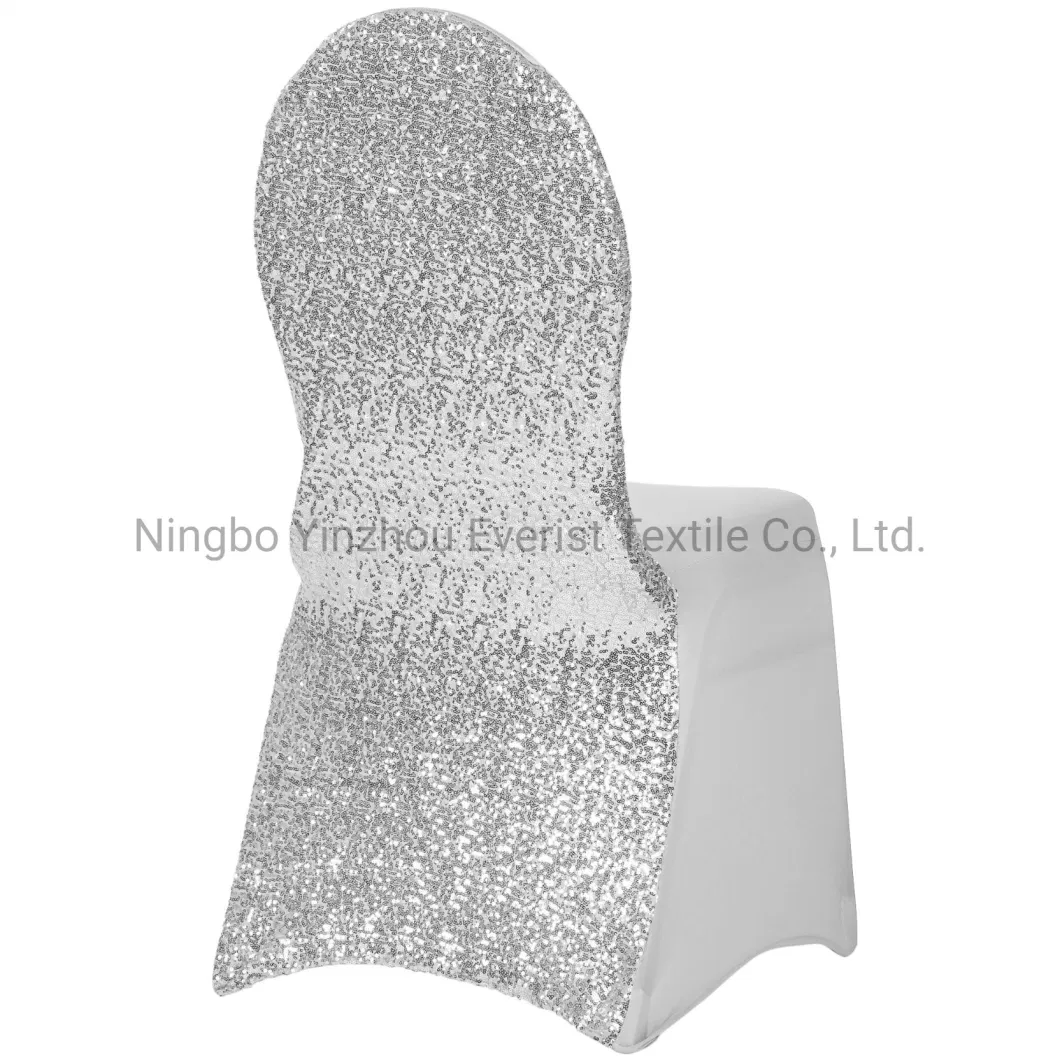 Glitz Sequin Stretch Spandex Chair Cover for Banquet and Wedding-Silver