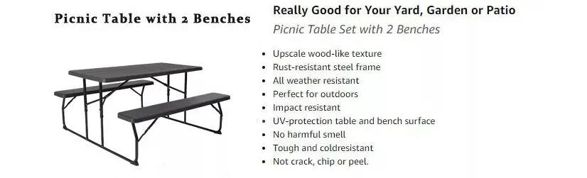Wooden Design Garden Patio Furniture Folding Benches Outdoor Dining Picnic Table with Umbrella Hole