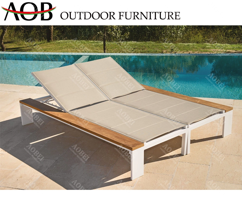 Customized Outdoor Garden Hotel Home Furniture Sets Beach Seaside Double Lounge Chair Daybed Sunbed Sun Lounger