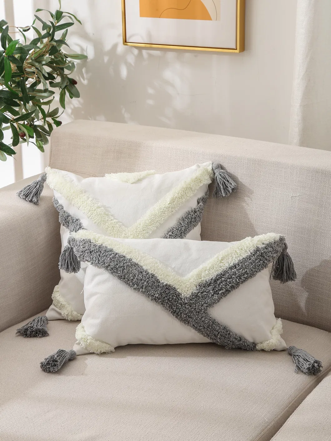 New Arrival Tufting Fashion Design Soft Cushion 100% Cotton Linen Fabric Chair Cushion Pillow Case Daily Use Cushion Cover