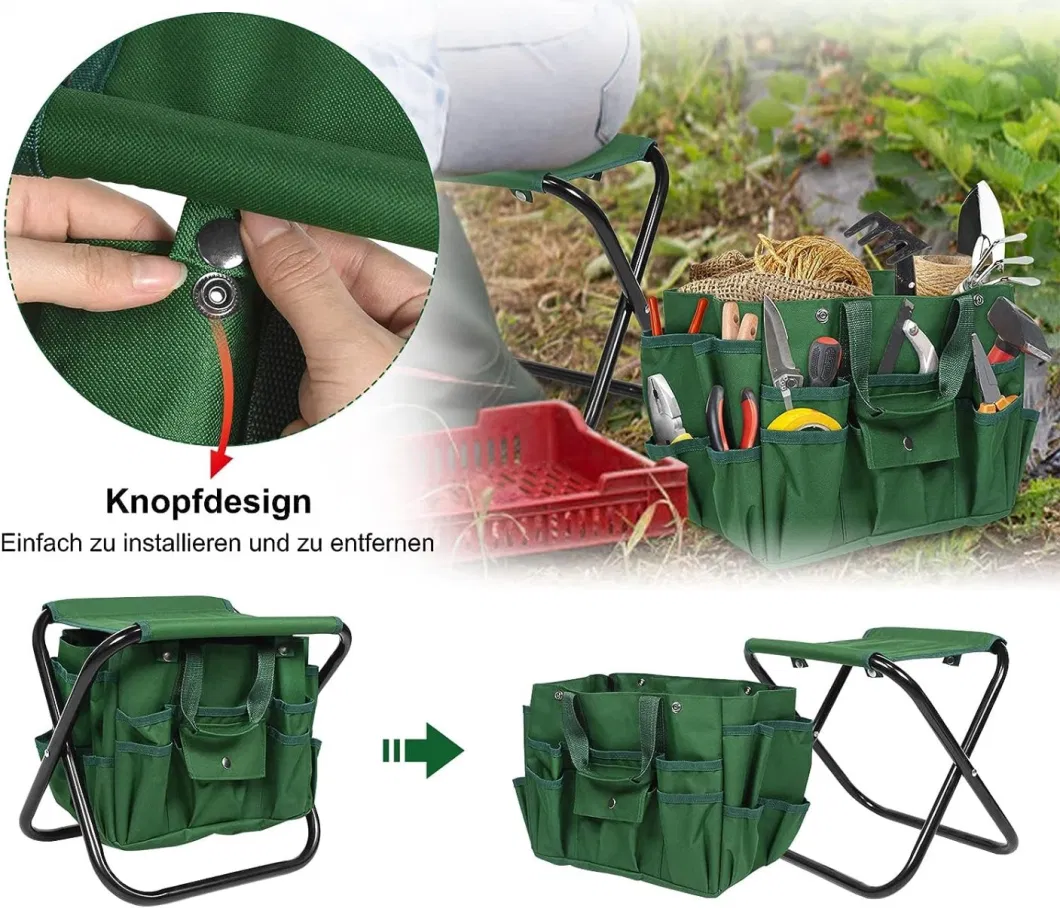 Garden Tools Chair Folding Stool Gardening with Removable Storage Bag Garden