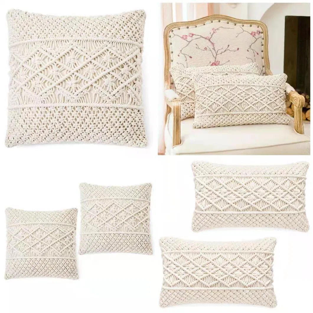 Macrame Cushion Cover Boho Pillow Cover Handmade Macrame Cushion Cover Customized Size and Color