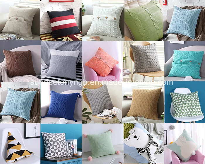 Cable Knit Cotton Throw Pillow Case Cushion Cover for Bed Couch Chair