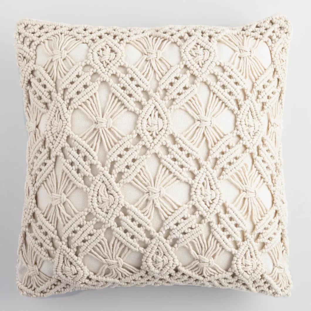 Macrame Wedding Pillow Cover Handmade Macrame Cushion Sham Boho Cushion Cover Customized Size