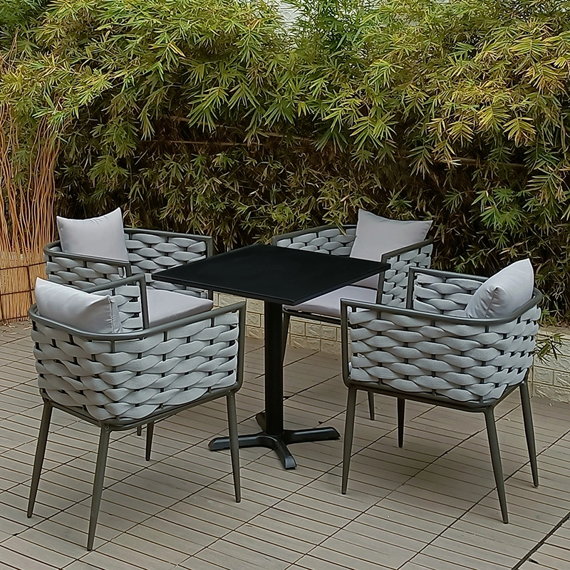 Modern Patio Furniture Hotel Restaurant Stackable Commercial Designer Washable Aluminium Restaurant Dining Garden Outdoor Rope Chair
