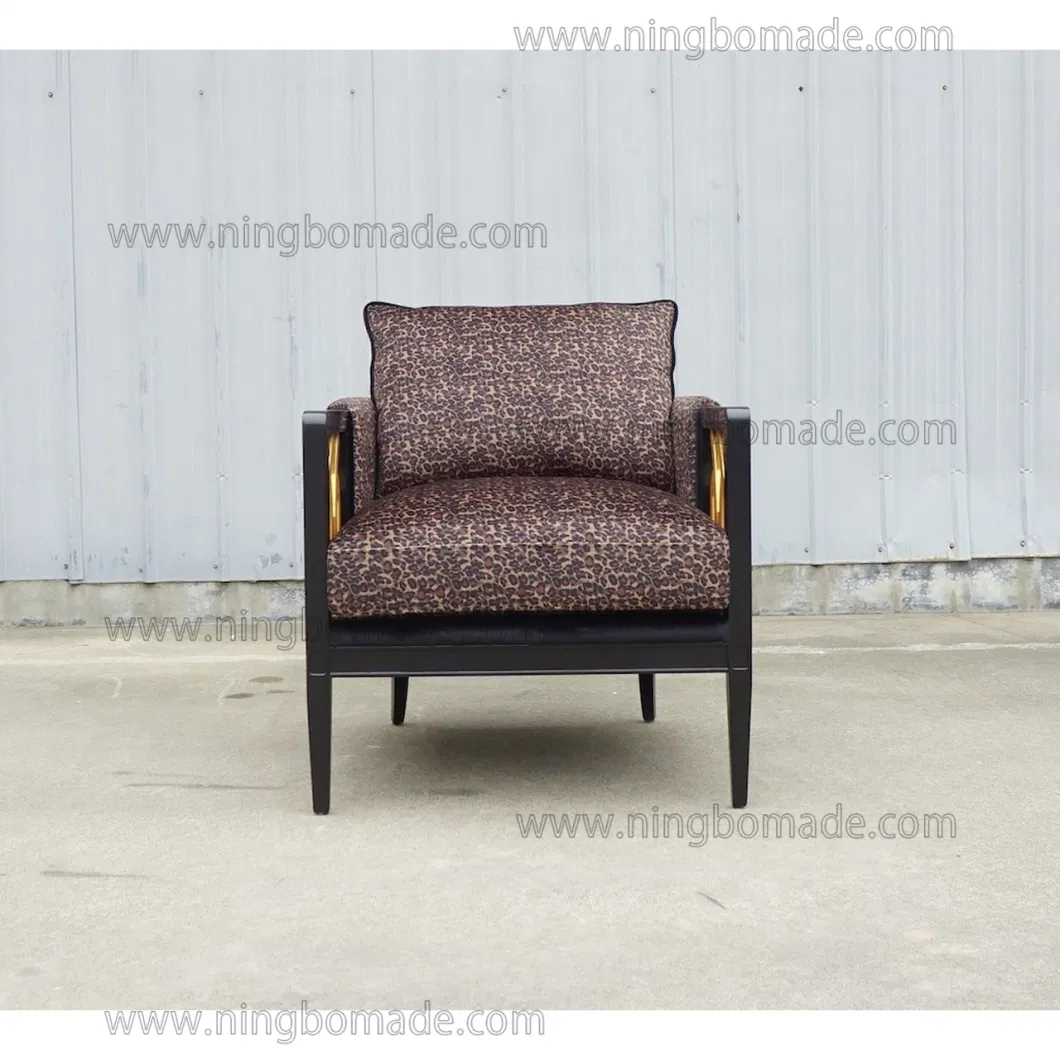 Contemporary Design Model Furniture Black and Golden Birch with Velvet Fabric-C Arm Sofa Chair