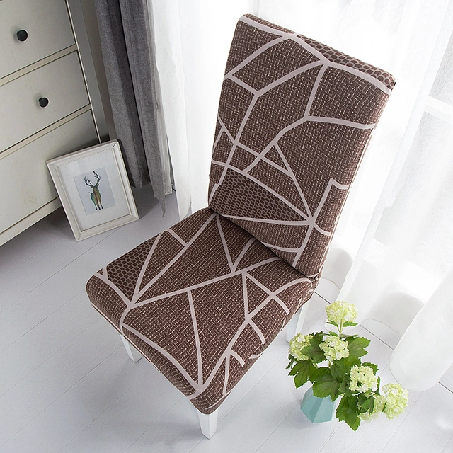 Modern Geometric Spandex Elastic Chair Cover Waterproof Plain Stretchable Chair Cover Hotel Dining Room Chair Cover