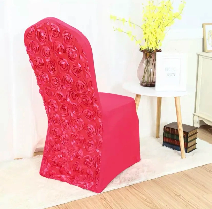 Hot Sale Rosette Spandex Wedding Chair Cover Banquet Elastic Wedding Decoration Party Fitted Chair Covers
