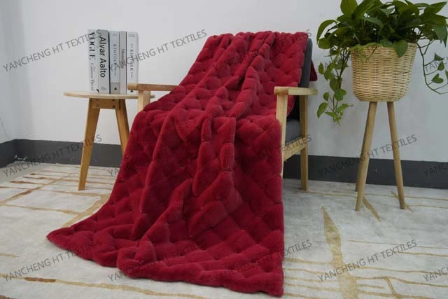 100%Polyester Jacquard Mink Fur Blanket of 2-Color Mixed Bedding Set Throw