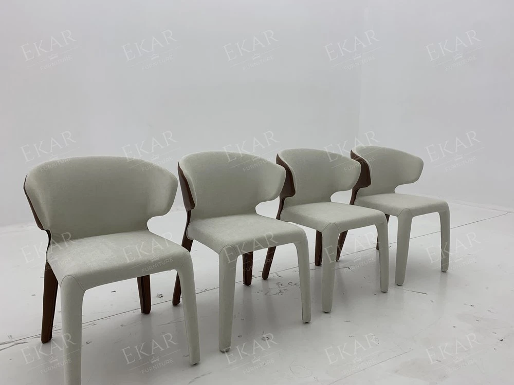 Full Cover Armchair with Molded Cotton Seat and Backrest Dining Chair