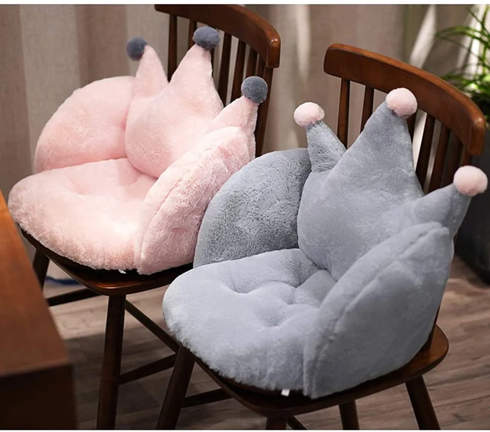 Artbeck Chair Cushion Plush Faux Rabbit Fur Crown Desk Chair Cushion