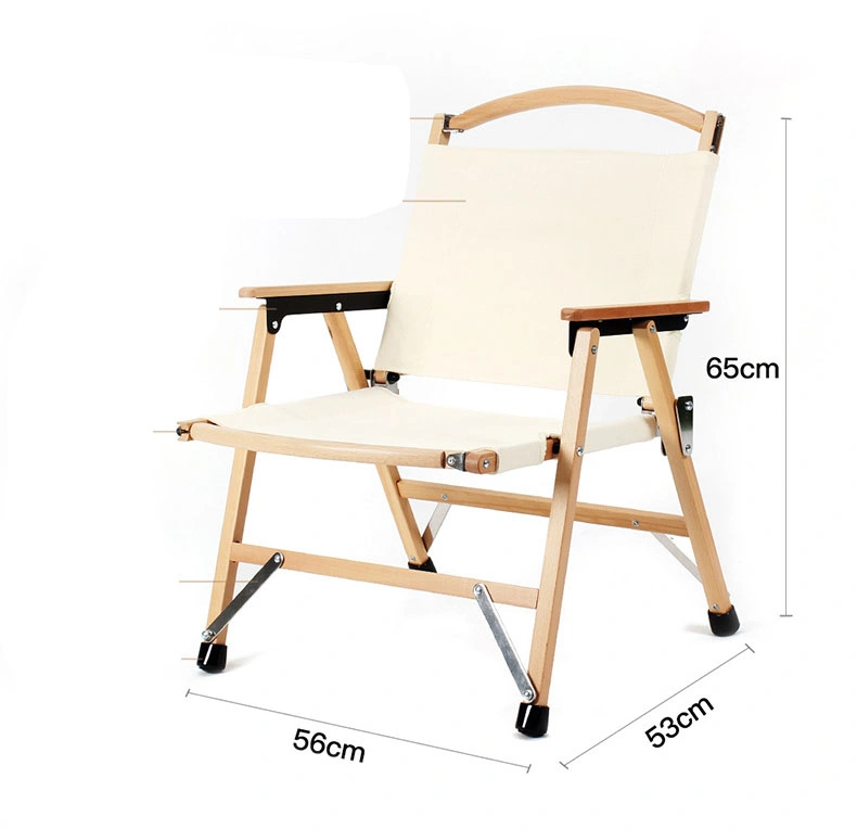 Leisure Aluminum Customized Beech Foldable Wood Armrest Chair Folding Outdoor Camping Chair