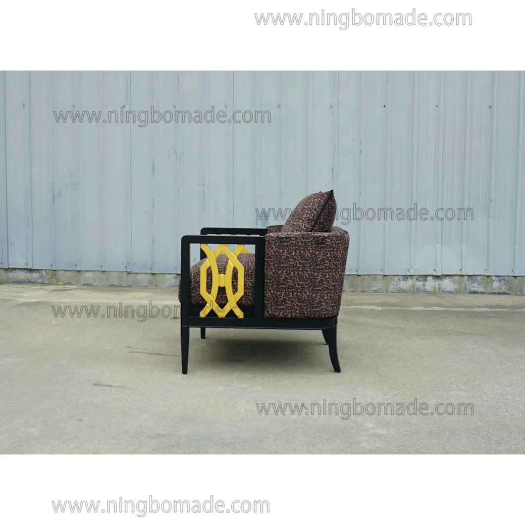 Contemporary Design Model Furniture Black and Golden Birch with Velvet Fabric-C Arm Sofa Chair