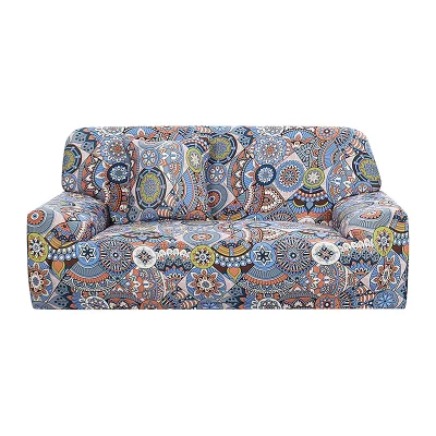 Sofá elástico cubierta deslizante para sofá de dos plazas Sillón Muebles elásticos universales con una funda de almohada grande