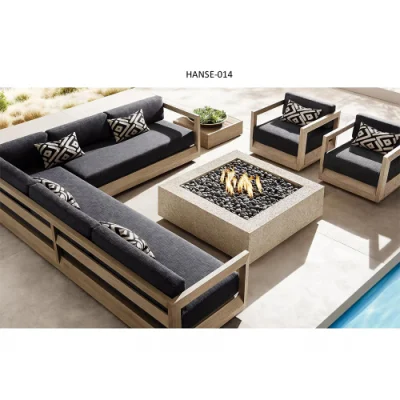 Mobiliario de Jardín moderno impermeable de lujo conjunto Patio Sofá Seccional Teak Muebles de madera de balcón Sofá exterior