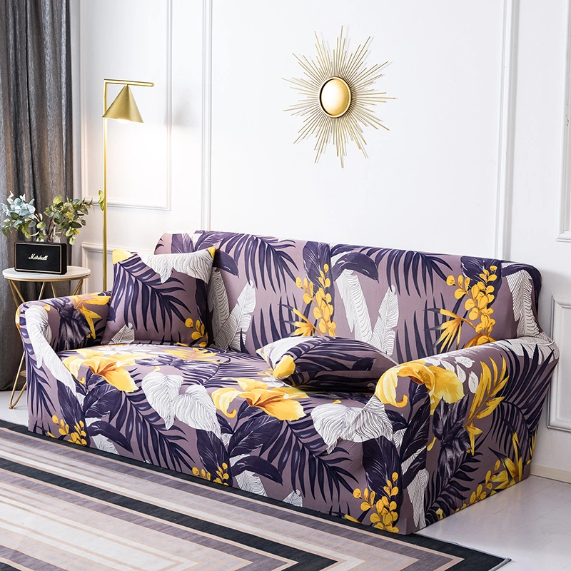 Purple Color Flower Printed Waterproof Single Sofa Cover Cloth