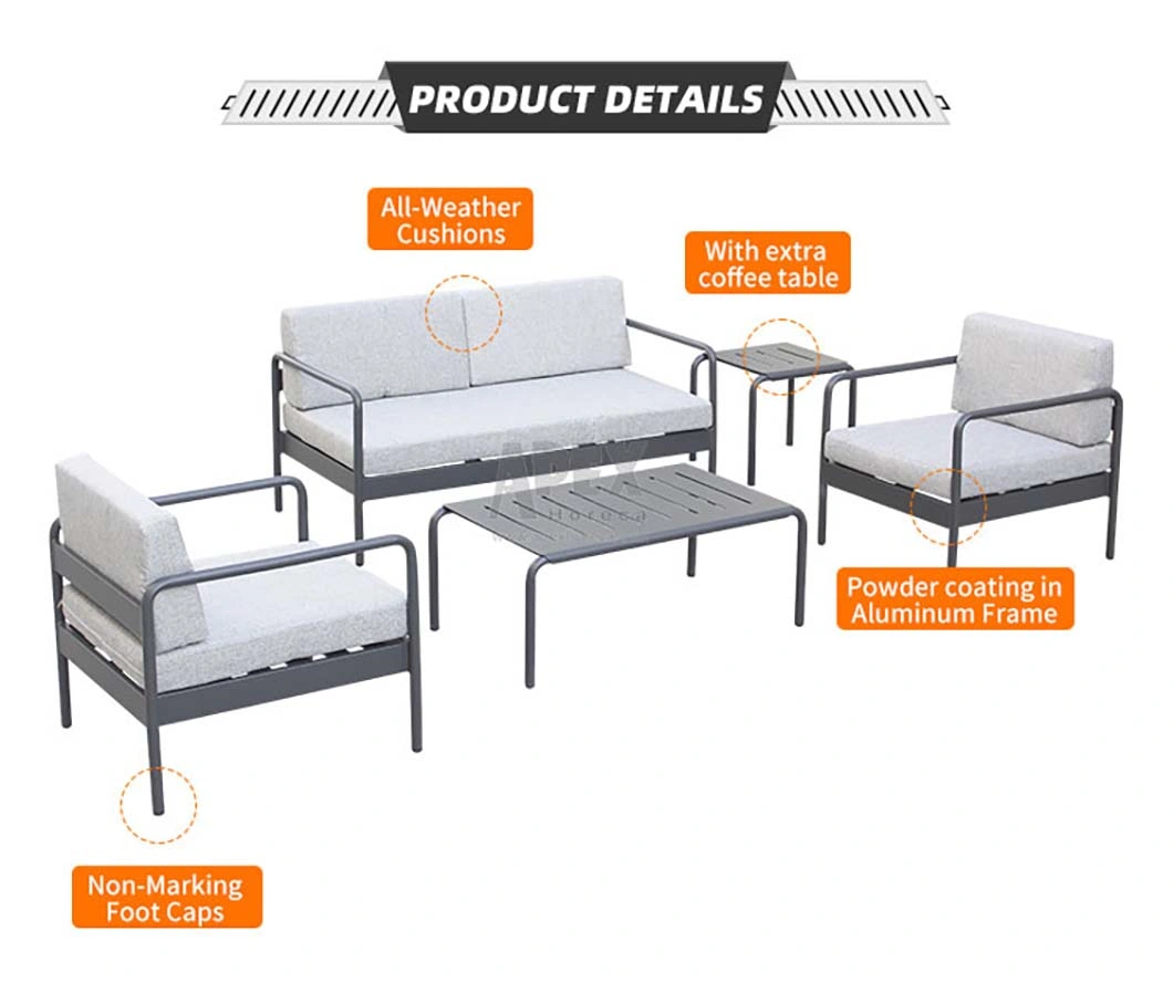 Outdoor Waterproof Combination Furniture UV-Proof Aluminum Frame Home Garden Sofa