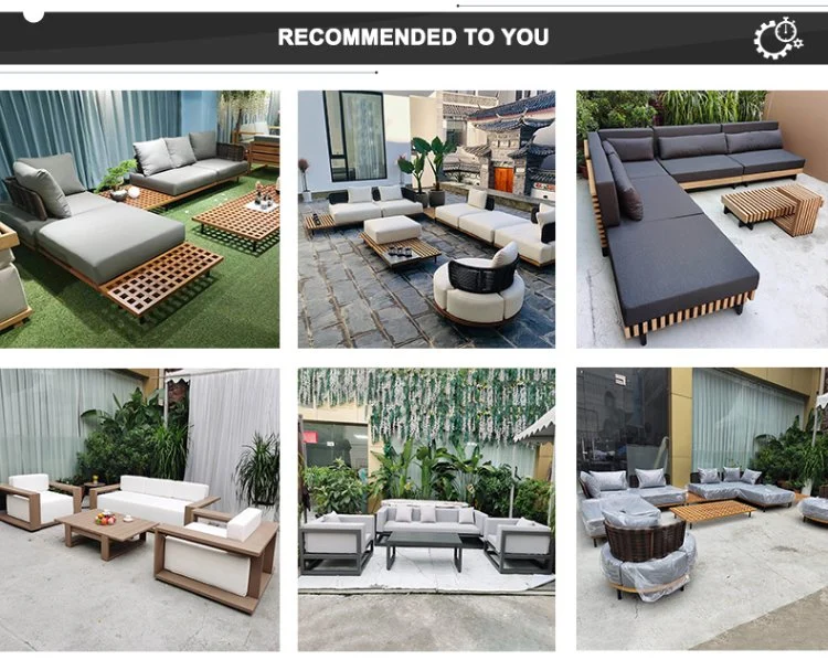 Luxury Waterproof Modern Garden Furniture Set Patio Couch Sectional Teak Wood Balcony Furniture Outdoor Sofa
