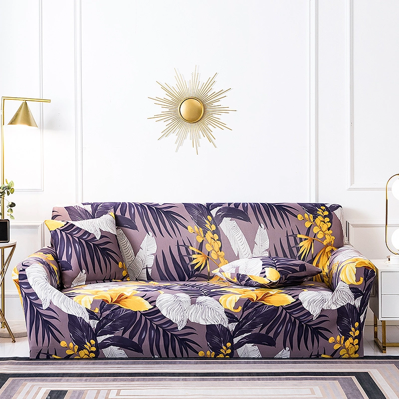 Purple Color Flower Printed Waterproof Single Sofa Cover Cloth