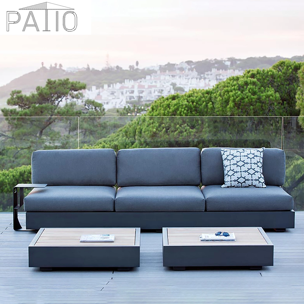 Pool Leisure Aluminum Frame Outdoor Furniture Luxury Sofa with White Waterproof Cushions