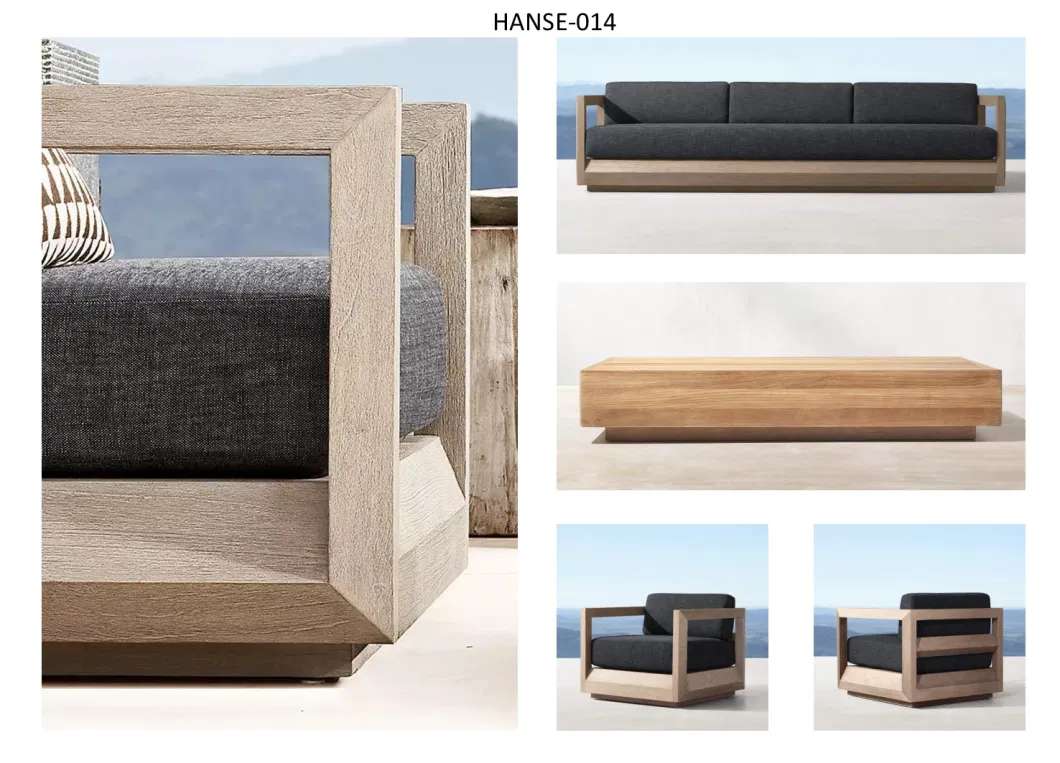Luxury Waterproof Modern Garden Furniture Set Patio Couch Sectional Teak Wood Balcony Furniture Outdoor Sofa