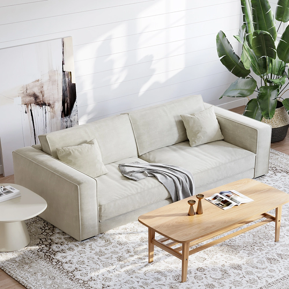 Sofa with Track Arm Anti-Scratch and Water-Proof, Beige Living Room Furniture