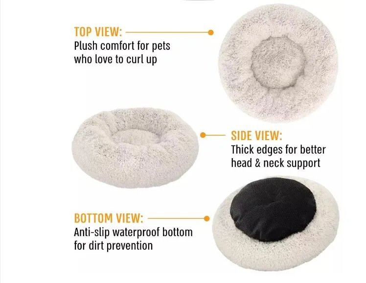 Pet Bed Round Calming Washable S-6XL Size Cat House