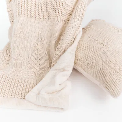 Home Set di tessuti personalizzati Winter Dé Cor Jacquard Tree Pattern Texture microfibra Plush Sherpa Throw cuscino cuscino cuscino coperta da letto cuscino