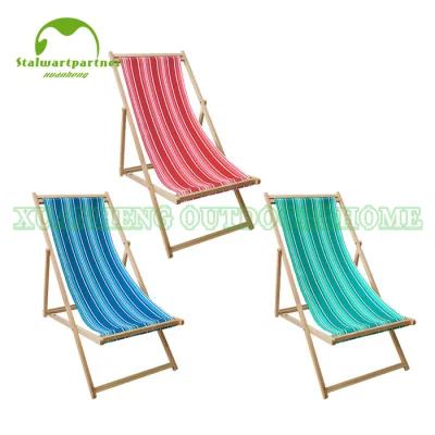 Campeggio esterno sedia da spiaggia in tela di legno pieghevole