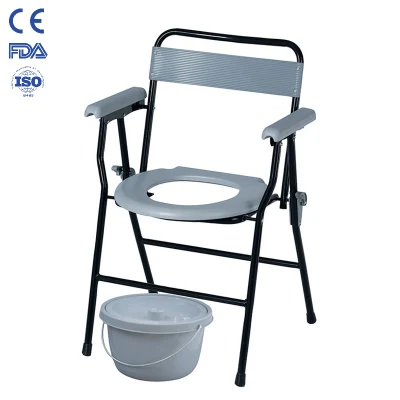 Sedia pieghevole commode cura della casa acciaio sedia pieghevole commode WC Per anziani e disabili e adulti