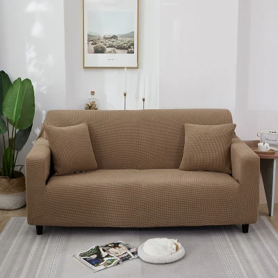 Vendita all′ingrosso 3 posti Set di divani elasticizzati con motivo a waffle Con rivestimento cuscino
