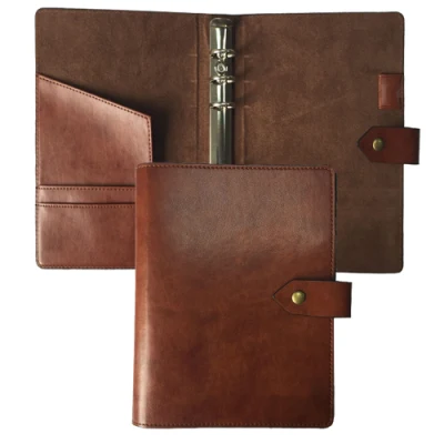 Copertina per diario per notebook in pelle con rilegatore ad anelli Loose Leaf A5