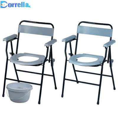 Sedia pieghevole commode cura della casa acciaio sedia pieghevole commode WC Per anziani e disabili e adulti