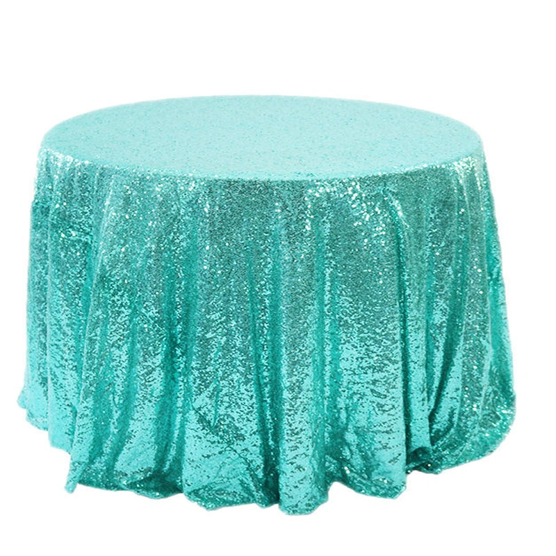 High Quality Hotels Round Table Cloth Sequin Decoration Party Hotel Banquet Restaurant Table Cloth Green 100% Polyester Table Cover