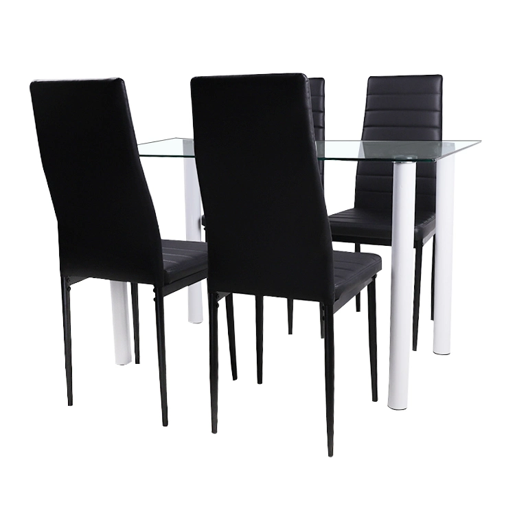Light Luxury European Best Price Glass Transparent Square Coffee Dining Table with Iron Legs