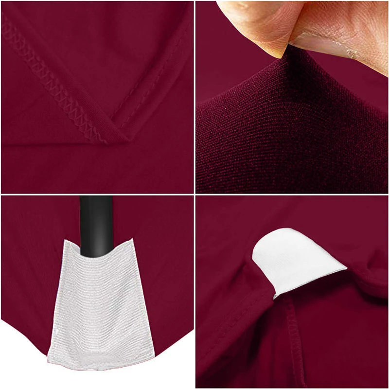 Oblong Stretch Spandex Table Covers Wine Red 6FT/72&quot;L X 30&quot;W X 30&quot;H Polyester for Folding Tables