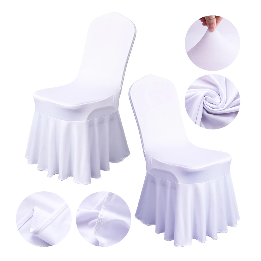 Hot Selling Ruffled Slipcover Spandex Chair Cover Banquet Wedding Decoration Stretch Multi-Colors Spandex Chair Cover