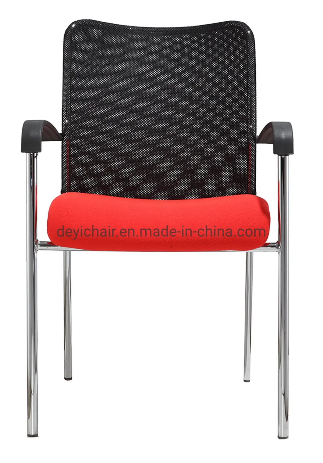 Chrome Frame Four Legs Mesh Back Seat Cover with Table 25mm Tube 1.8mm Thickness Conference Room Office Chair