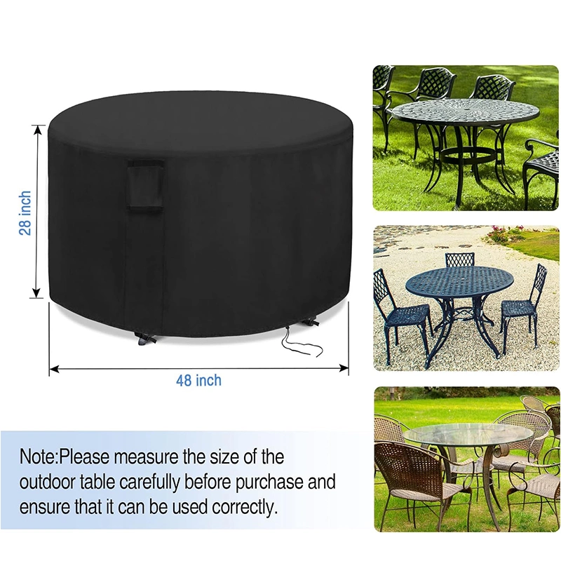 Outdoor Customized 420d Oxford Cloth Circular Furniture Cover, Courtyard Table and Chair Sun Protection and Waterproof Cover, Round Table Table Cover