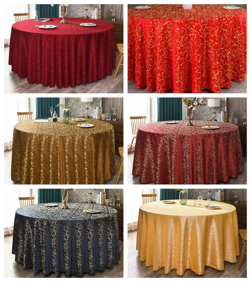 Hotel Overlay Stylish Design Washable Round Tablecloth Blue Jacquard Satin Table Cloths for Kitchen Dining Custom Size Table Cloth
