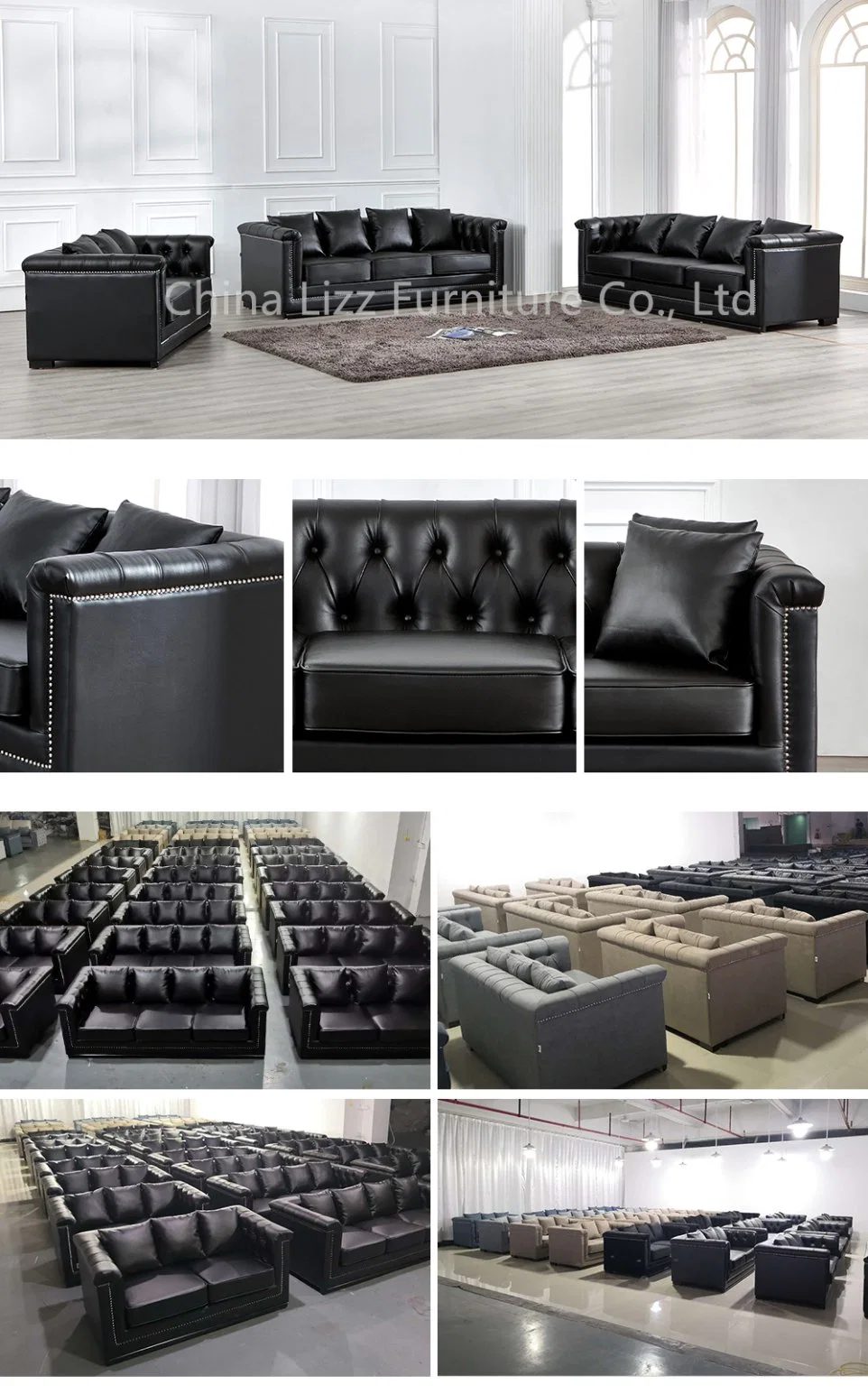 Modern European Leisure Living Room Home Furniture Genuine Leather Sofa