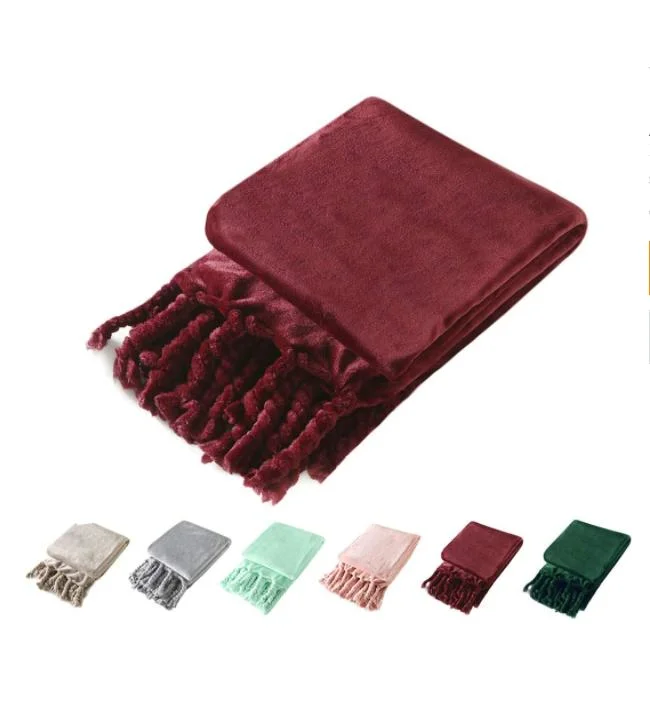 Fleece Throw Blanket, Soft &amp; Cozy Flannel Wine Red Throw Blanket for Sofa Bed Chair All Season (Burgundy, 50X60 Inch)