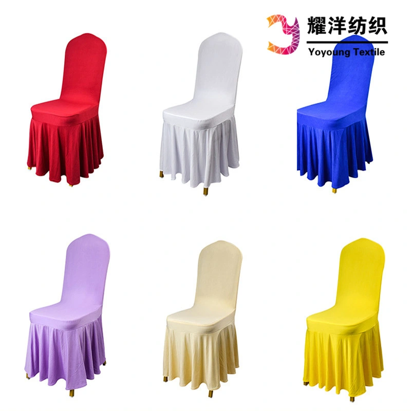 Wholesale Cheap White Thick Air Layer Spandex Ruffled Chair Covers for Wedding Party Banquet