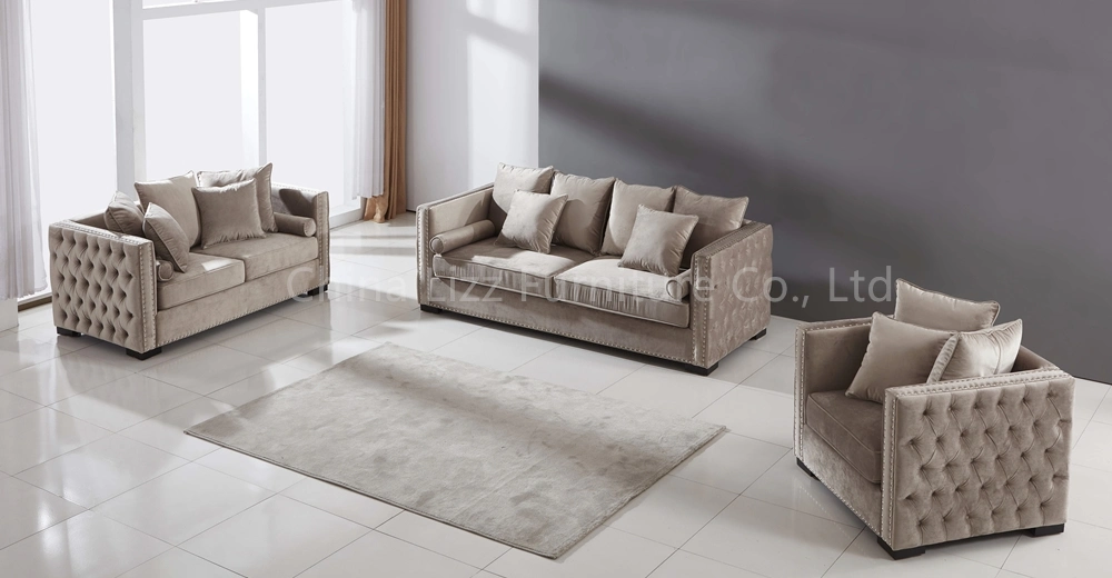 European Royal Office Leisure Sectional Velvet Fabric Sofa