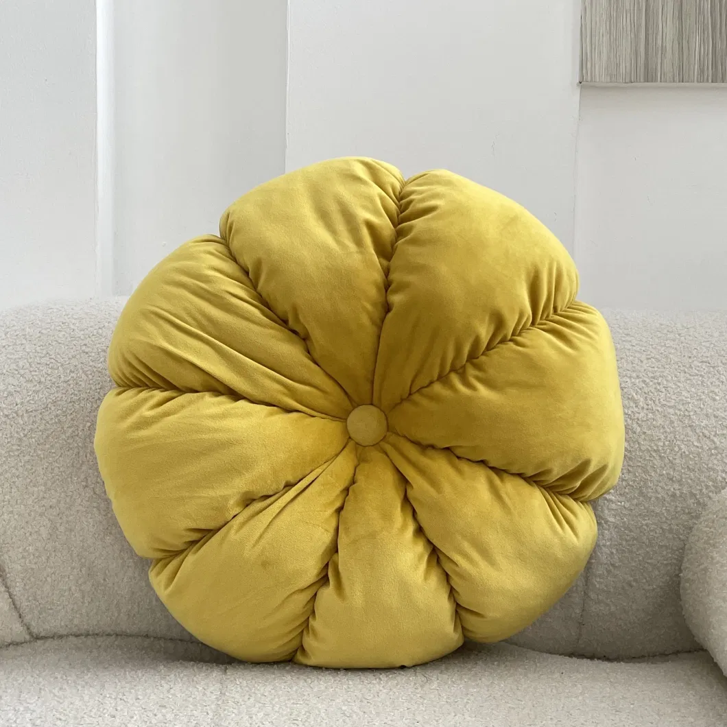 Velvet Pumpkin Cushion Futon Handmade Pleated Sofa Cushion Office Chair Cushion Bay Window Pillow