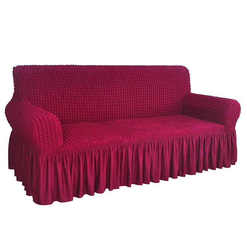 Wholesale Plain Color Seersucker Elastic Stretch Sofa Covers with Skirt