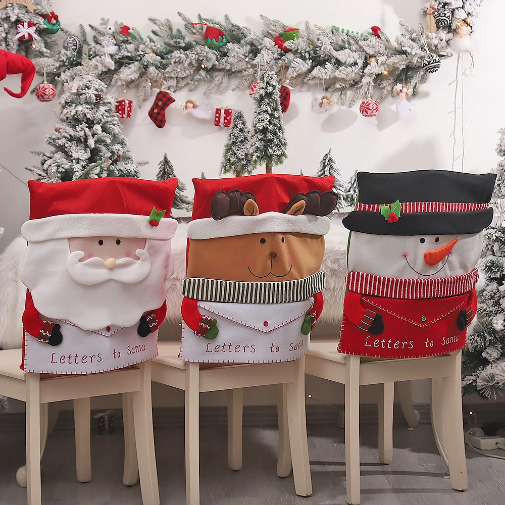 Christmas Supplies Creative Cute Old Man Snowman Envelope Chair Cover Festive Home Restaurant Place Decoration Supplies