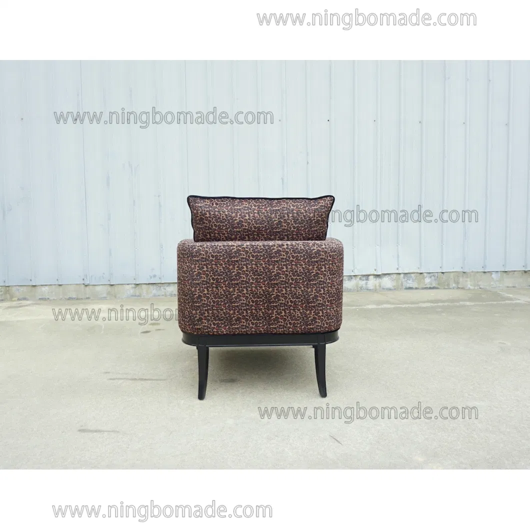 Contemporary Design Model Furniture Black and Golden Birch with Velvet Fabric-C Arm Sofa Chair