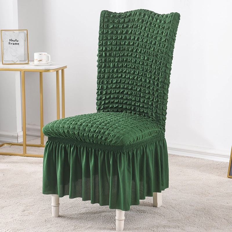 Wholesale Solid Stereoscopic Pea Green Seersucker Spandex Chair Cover Banquet Wedding Decoration Multi-Colors Chair Cover