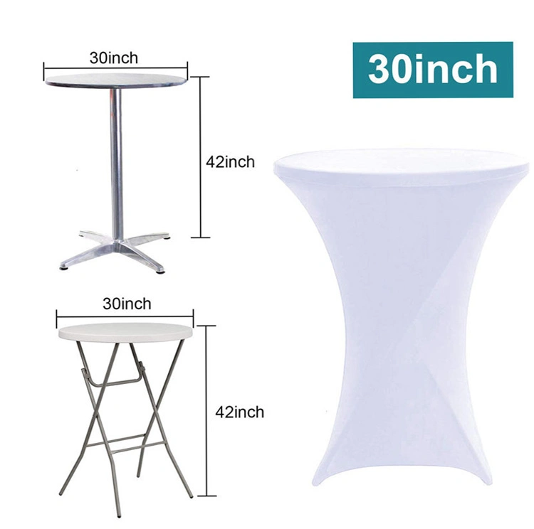 Cocktail Spandex Round Table Fitted Cover White 30X42 Inch Four-Way Tight for Weddings Banquets